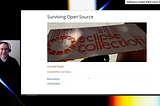 The title slide from my “Surviving Open Source” keynote at IntelliJ IDEA Conf 2022 with me in the picture on the left presenting.