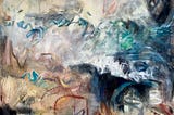 abstract expressionist painting of a colorful turbulent sea image
