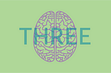 A brain illustration by Jenelle Carter overlaid with the word “three”