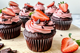Romantic Chocolate and Strawberry Cupcakes