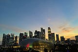 Marina Bay skyline from a hotel pool