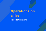 Operations on a list