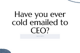 Have you ever cold emailed to CEO of a big company?