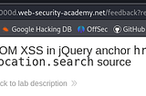 DOM XSS in jQuery anchor href attribute sink using location.search source