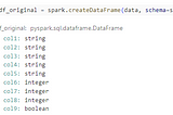 Sample dataframe with 9 columns