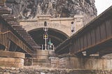 A bridge going into a tunnel