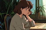 Lifestyle scene with people doing regular tasks in anime style