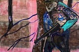Painting by Hans Heiner Buhr “Avto Meskhi — partisan of art” Acrylic on canvas. 180 x 125 cm. 2024