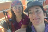 A selfie of Michelle and Kara on the short ferry ride from Portugal to Spain