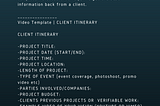 Video Template | CLIENT ITINERARY