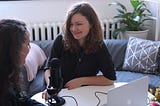 two writers discussing different content types for creators on their podcast