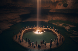Fountain of Youth, people bathing in mythical spring