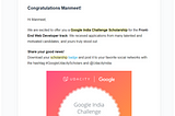 Recipient of Google India Challenge Scholarship- Frontend Developer Track at Google-Udacity