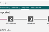 Screenshot of the BBC’s ‘Make a Complaint’ page. The text can be found at the link given.