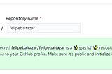 Github repository creation with my username as repository name