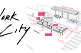 A diagram of outdoor dining regulations next to a text reading “New York City.”