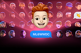 My memoji sits on the WWDC 2021 banner with an iMessage bubble reading ML@WWDC