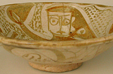 Image of Imported Luster Bowl — Earthenware; luster-painted on an opaque white glaze via WikiMedia