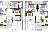 2000 SQ FT House Plans With 2 Different Option In AutoCAD Drawing; the architecture house furniture…