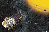 Artist’s conception of the Kepler space telescope observing planets transiting a distant star