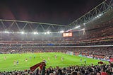 A picture of the Emirates Stadium while a game is on