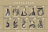 Stamp series from the Faroe Islands showing an artist’s images of the Seal Woman