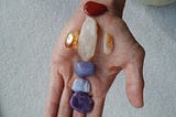 Layout of gemstones on hand