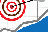 An image showing a target with an arrow hitting the bullseye with some charts in the foreground