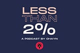 The words Less than 2% A podcast by Chayn are set against a dark blue background, with Chayn’s logo at the bottom