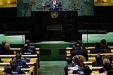 President Joe Biden addresses the 76th Session of the United Nations General Assembly at U.N. headquarters in New York on Tuesday, Sept. 21, 2021. (Eduardo Munoz/Pool Photo via AP)