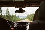 View from the backseat of our car while driving en route to Sun Peaks