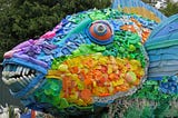 Ocean waste sculptures promote environmental activism