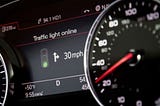 Photo of an Audi’s driver-facing display and odometer