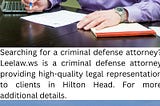 Criminal Defense Attorney Hilton Head | Leelaw.ws