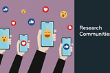 An illustration showing hands holding up mobile phones and love, like and smiley emojis.
