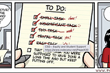 PhD. Comic strip about to-do lists and how we never finish them.