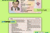 Malaysia driving license PSD download template