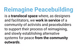 Reimagining Peacebuilding: A Journey of Systems Change