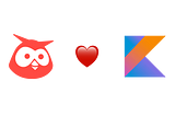 Hootsuite’s Owly logo and the Kotlin logo with a heart emoji in between