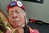The author with his baritone horn and a goofy smile.