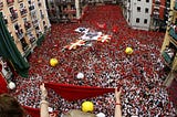 Running with the bulls in San Fermin Festival — Pamplona, Spain