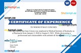 USA Job Experience certificate example in Word and PDF format, version 2
