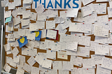 The Wall of Thanks at the Javits Center. Photo by author.