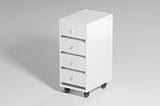 Rethinking Desk organisation: drawer unit that has revolving compartments.