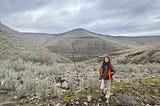 Author’s daughter stands in the high desert of Oregon.