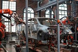 IMAGE: An assembly line in a car manufacturing plant