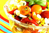 Salad — Corn Salad — Tomato, Basil, and Corn Salad with Apple Cider Dressing
