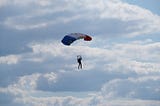 Picture of a person parachuting.