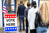 A line of voters waiting to cast their ballots.