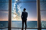 A budding entrepreneur looking outside the window